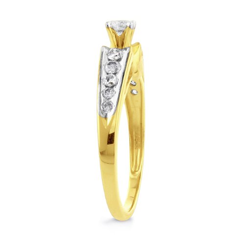 1/2 Carat Round-Cut Diamond Engagement Ring in 10K Yellow Gold Size-7 ( Netaya ring ) รูปที่ 3