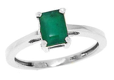 1.00ct Emerald Cut Emerald Ring in 14Kt White Gold ( MyTreasurez ring ) รูปที่ 4
