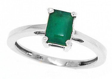 1.00ct Emerald Cut Emerald Ring in 14Kt White Gold ( MyTreasurez ring ) รูปที่ 1