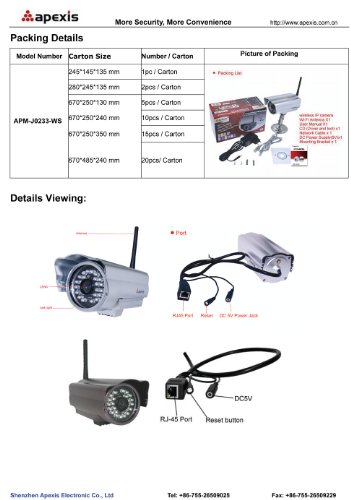 Apexis AMP-J0233 Outdoor Wireless/Wired IP Camera with 15-20 Meter Night Vision and 6mm Lens,Up to 11 languages for worldwide users - Silver  รูปที่ 3
