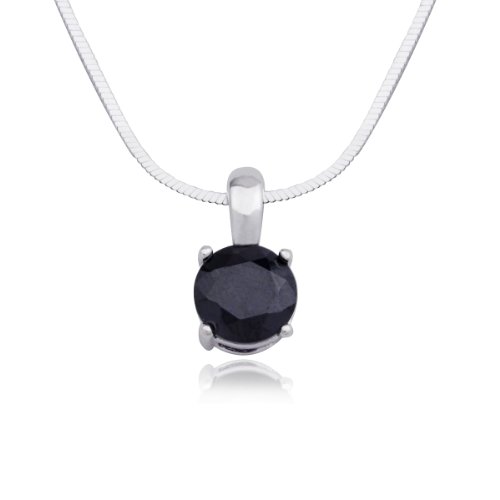 Sterling Silver Black Cubic Zirconia Pendant, 16