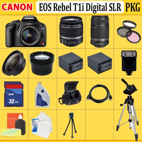 Review Canon EOS Rebel T1i (500d) SLR Digital Camera Kit with Canon 18-55mm Lens & Canon 55-250mm Is Lens + SSE Huge 32GB Lens Accessories Package รูปที่ 1