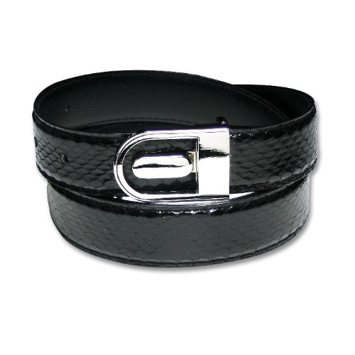 BLACK Genuine Snake Skin Bonded Leather Belt - Regular (Snake Skin belt ) รูปที่ 2