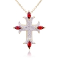 18k Yellow Gold Plated Sterling Silver Genuine Garnet and Diamond Accent Cross Pendant, 18