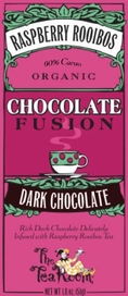 Organic Dark Chocolate Bar Infused with Red Raspberry Rooibos Tea (60% Cacao) ( The TeaRoom Chocolate )