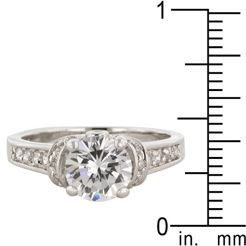 Rhodium Plated Engagement Ring with Prong Set Clear CZ Centerstone and Accent Stones in Silver Tone in Sizes 5-10 with 3.1 Total Carat Weight ( J Goodin Inc ring ) รูปที่ 4