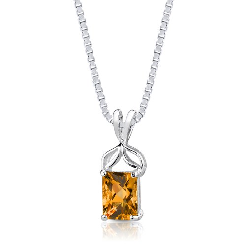 1.25 cts Radiant Cut Citrine Pendant in Sterling Silver ( Peora pendant ) รูปที่ 3