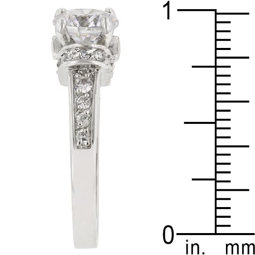 Rhodium Plated Engagement Ring with Prong Set Clear CZ Centerstone and Accent Stones in Silver Tone in Sizes 5-10 with 3.1 Total Carat Weight ( J Goodin Inc ring ) รูปที่ 5