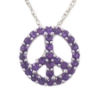 Sterling Silver Amethyst Peace-Sign Pendant, 18
