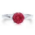 Sterling Silver 925 Round Cut Ruby Cubic Zirconia CZ Solitaire Ring - Women's Engagement Wedding Ring ( BERRICLE ring )