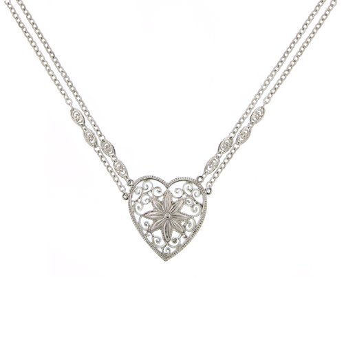 Silver Pendant Heart Filigree Necklace ( 1928 Jewelry pendant ) รูปที่ 1