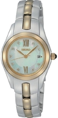 Seiko Women's SXDB86 Two-Tone White Mother Of Pearl Dial 9 Diamonds Dress Watch