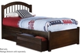 Twin Size Windsor Style Platform Bed with Flat Panel Footboard Antique Walnut Finish 