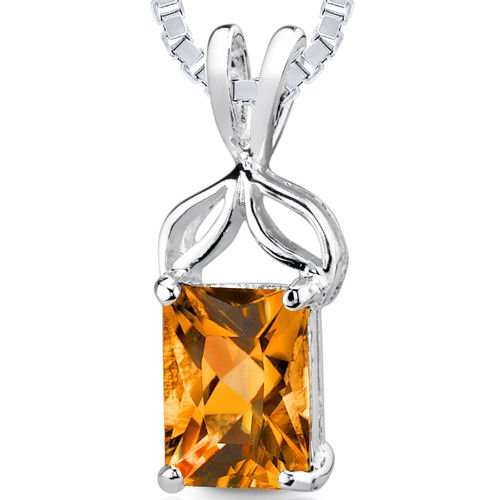 1.25 cts Radiant Cut Citrine Pendant in Sterling Silver ( Peora pendant ) รูปที่ 1