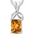 1.25 cts Radiant Cut Citrine Pendant in Sterling Silver ( Peora pendant )
