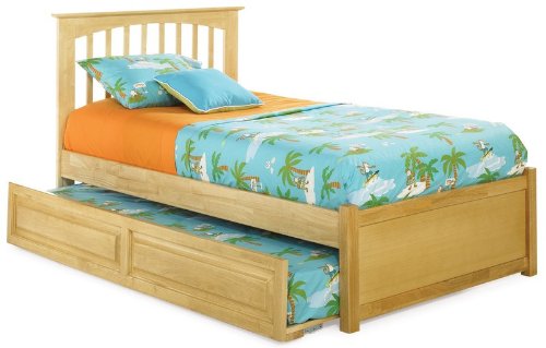 Twin Size Platform Bed with Flat Panel Footboard Natural Maple Finish  รูปที่ 3
