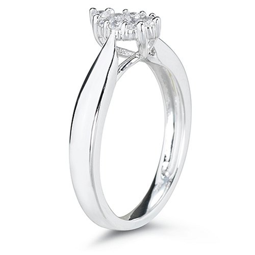 10k White or Yellow Gold Marquise Cluster Diamond Ring (1/4 cttw, I-J Color, I1-I2 Clarity) ( Amazon.com Collection ring ) รูปที่ 3