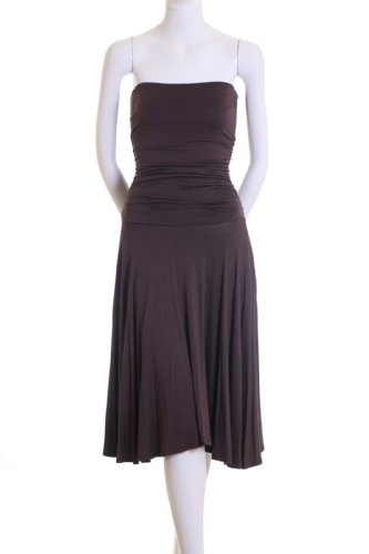 Frenzii Tube Strapless Ruched Spandex Jersey Short Dress Brown ( Frenzii Night Out dress ) รูปที่ 1