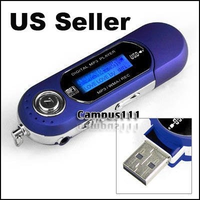 USB 2 GB 2GB WMA MP3 PLAYER FM RADIO VOICE RECORDER REC (Blue) ( All Land Networking Player ) รูปที่ 1