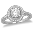14k White Gold Round Diamond Engagement Ring with Pave Diamond (.96 ct center, 1.46 cttw, G-H Color, I1 Clarity) ( Amazon.com Collection ring )