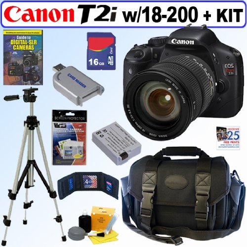 Review Canon EOS Rebel T2i 18 Megapixel CMOS APS-C Digital SLR Camera with Sigma 18-200mm f/3.5-6.3 DC AF OS (Optical Stabilizer) Zoom Lens + 16GB Deluxe Accessory Kit รูปที่ 1