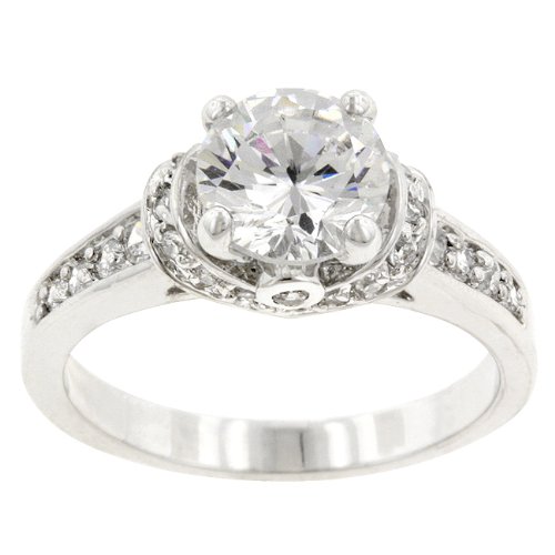 Rhodium Plated Engagement Ring with Prong Set Clear CZ Centerstone and Accent Stones in Silver Tone in Sizes 5-10 with 3.1 Total Carat Weight ( J Goodin Inc ring ) รูปที่ 3