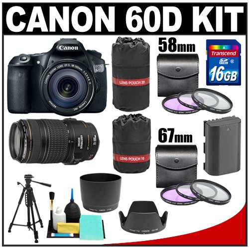 Review Canon EOS 60D Digital SLR Camera with EF-S 18-135mm IS USM Lens & 70-300mm IS USM Lens + 16GB Card + Battery + 2 UV/FLD/CPL Filter Sets + Tripod + Lens Case + Accessory Kit รูปที่ 1