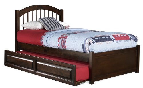 Twin Size Windsor Style Platform Bed with Flat Panel Footboard Antique Walnut Finish  รูปที่ 3