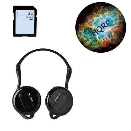 HQRP USB 2GB Behind-the-Head Folding Stereo Headphones Earphones w/Built-in MP3 Player (Black) for Sports plus HQRP Coaster ( HQRP Player ) รูปที่ 1