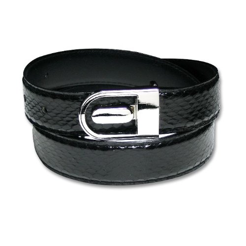 BLACK Genuine Snake Skin Bonded Leather Belt - Regular (Snake Skin belt ) รูปที่ 1