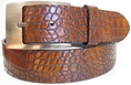 Belt by Ardente, Made in Italy, Crocodile Embossed Leather, Nickel Silver Buckle, 35mm (app.1-1/2