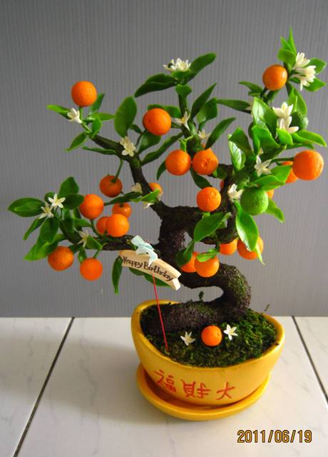 ต้นส้มเสริมมงคล ประดิษฐ์ จาก ดินไทยผสมดินญี่ปุ่น รูปที่ 1