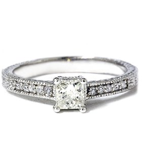 .50CT Princess Cut Antique Hand Engraved Diamond Ring ( Pompeii3 Inc. ring ) รูปที่ 1