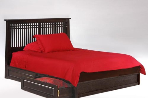 Solstice Queen Platform Bed w/ Dark Chocolate Finish plus 2-Drawer Set (Oak bed) รูปที่ 1