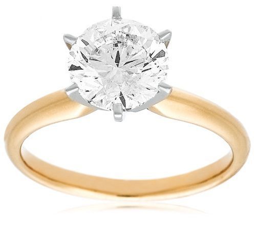 Certified 14k White or Yellow Gold Round Diamond Solitaire Engagement Ring (2 ct, H-I Color, SI2-I1 Clarity) ( Amazon.com Collection ring ) รูปที่ 1