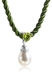 รูปย่อ White Freshwater Cultured Pearl and Peridot Drop Pendant on Silk Cord with Sterling Silver Clasp ( Amazon.com Collection pendant ) รูปที่1