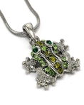 Silvertone Green Rhinestone Frog Pendant Necklace Fashion Jewelry ( PammyJ Necklace pendant )