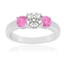 รูปย่อ 0.33cttw Natural White Round Diamond (SI-Clarity, GH-Color) and Natural Pink Sapphire (AA+ Clarity,Pink-Color) Three Stone Ring in 14K White Gold. ( TriJewels ring ) รูปที่2
