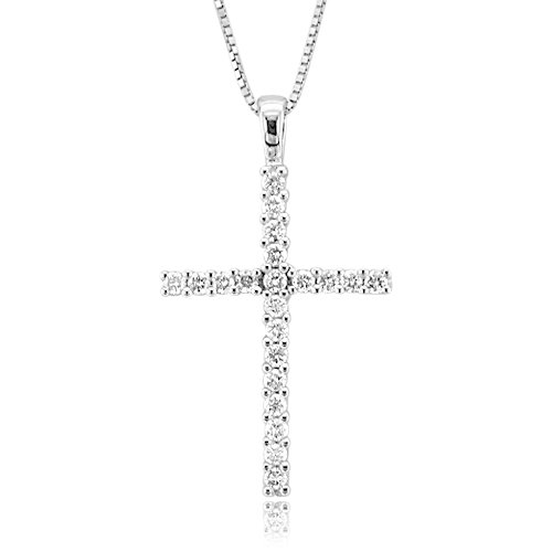 14k White Gold Cross Diamond Pendant Necklace (GH, SI3-I1, 0.25 carat) ( Diamond Delight pendant ) รูปที่ 1