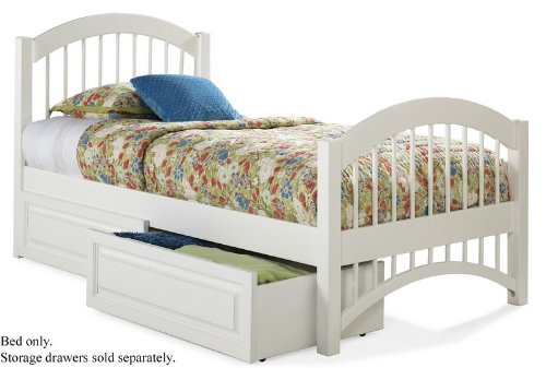 Full Size Windsor Style Platform Bed with Footboard White Finish  รูปที่ 1