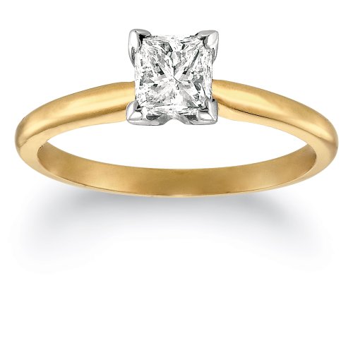 10k White or Yellow Gold Princess Cut Solitaire Diamond Engagement Ring (3/4 ct, J-K Color, I2-I3 Clarity) ( Amazon.com Collection ring ) รูปที่ 4
