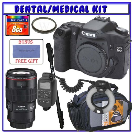 Review Canon EOS 50D 15.1Megapixel Digital SLR Camera (Body Only) + Canon EF 100mm f/2.8L Macro IS USM Lens + 8GB Secure Digital Medical/Dental Accessory Kit รูปที่ 1