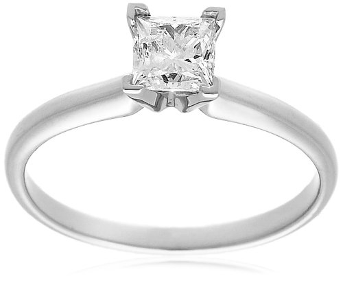 10k White or Yellow Gold Princess Cut Solitaire Diamond Engagement Ring (3/4 ct, J-K Color, I2-I3 Clarity) ( Amazon.com Collection ring ) รูปที่ 1