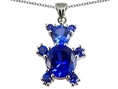 4.05 cttw 14K White Gold Plated 925 Sterling Silver Bear Pendant With Round Lab Created Sapphire ( Finejewelers pendant )
