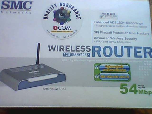 SMC WIRELESS ROUTER 54Mpbs (สินค้าใหม่ยกกล่องพร้อมอุปกรณ์) รูปที่ 1