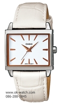 Sael..นาฬิกา CASIO Lady LTP-1334L-7ADF นาฬิกาผู้หญิง สายหนังสีขาว ของแท้ ของใหม่ ราคาไม่แพง มั่นใจได้
