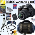 Low Price Nikon D3100 14.2MP Digital SLR Camera with 18-55mm f 3.5-5.6 AF-S DX VR Nikkor Zoom Lens EN-EL14 Battery 16GB 