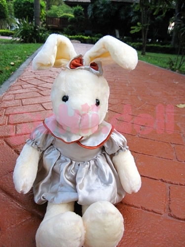 ตุ๊กตากระต่ายชุดเดรสสีเทา รูปที่ 1