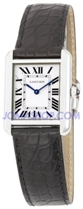Best Buy Cartier Women s W5200005 Tank Solo Leather Strap Watch