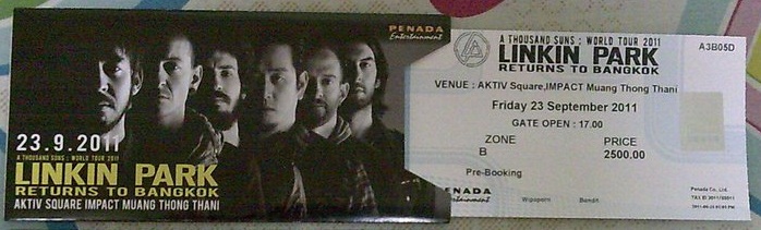 ขายตั๋ว Linkin Park Return to Bangkok 2011 (Zone B) รูปที่ 1